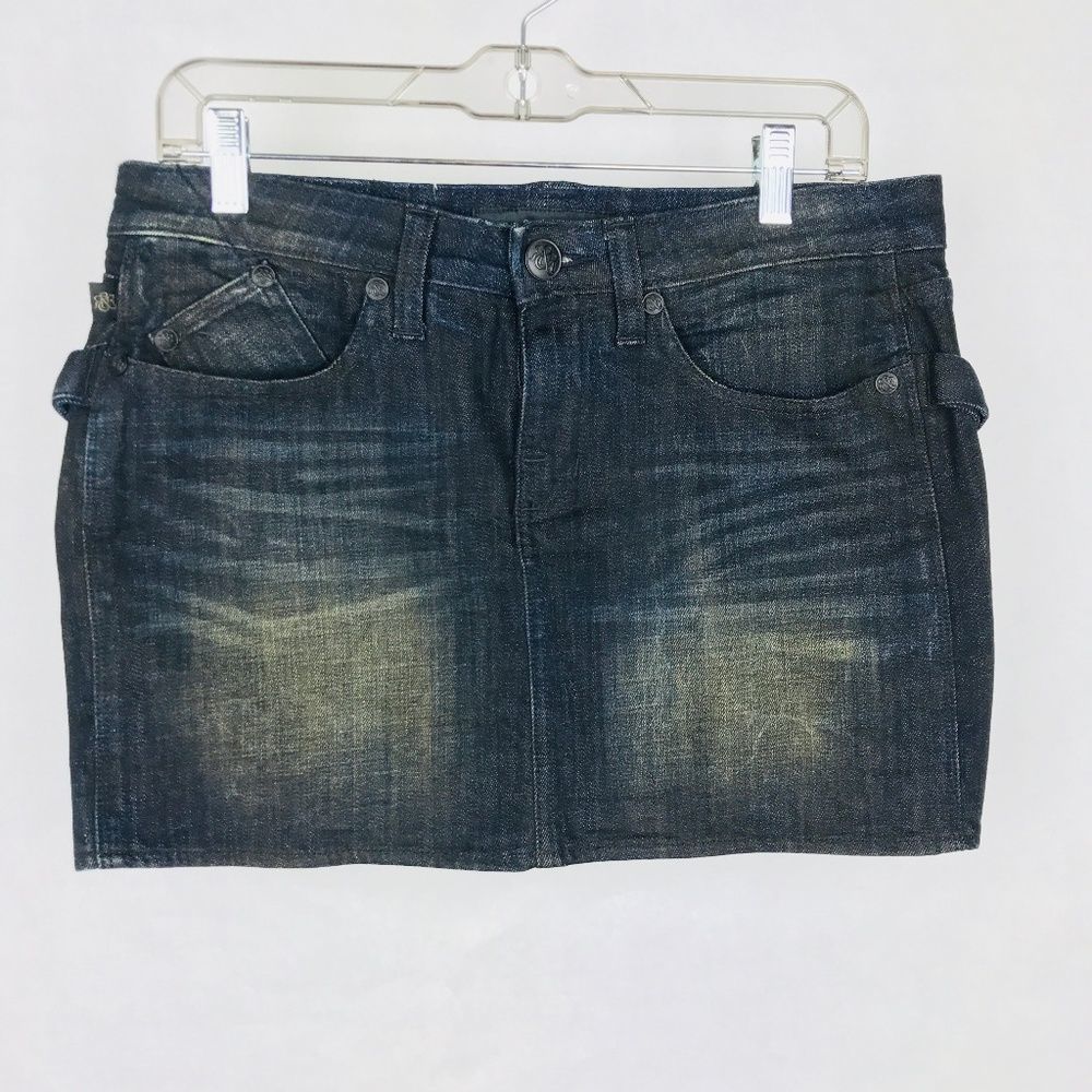 Rock & Republic Groupie Blue Jean Mini Cargo Skirt